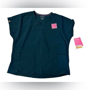 Teal scrubstar scrub top large NWT
